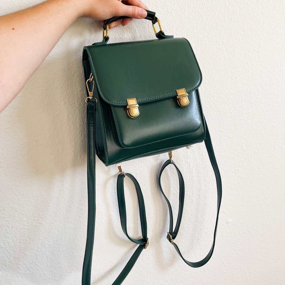 Faux Leather Green Backpack